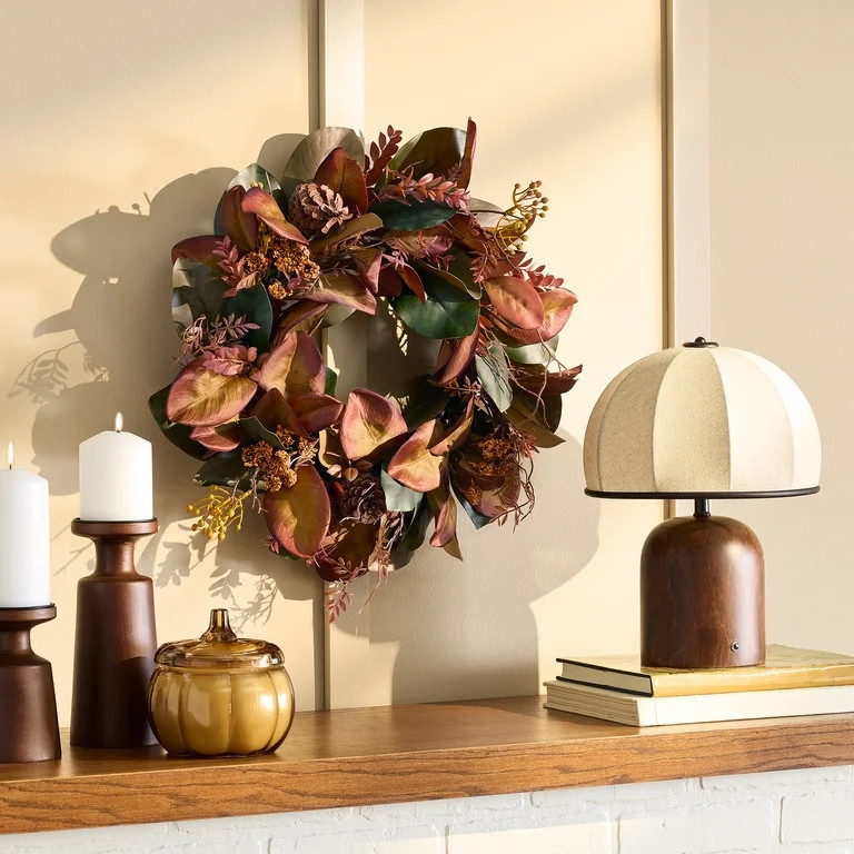Better Homes & Gardens Artificial Magnolia Leaf Wreath, Bendable Design, High-Quality Decor | Walmart (US)