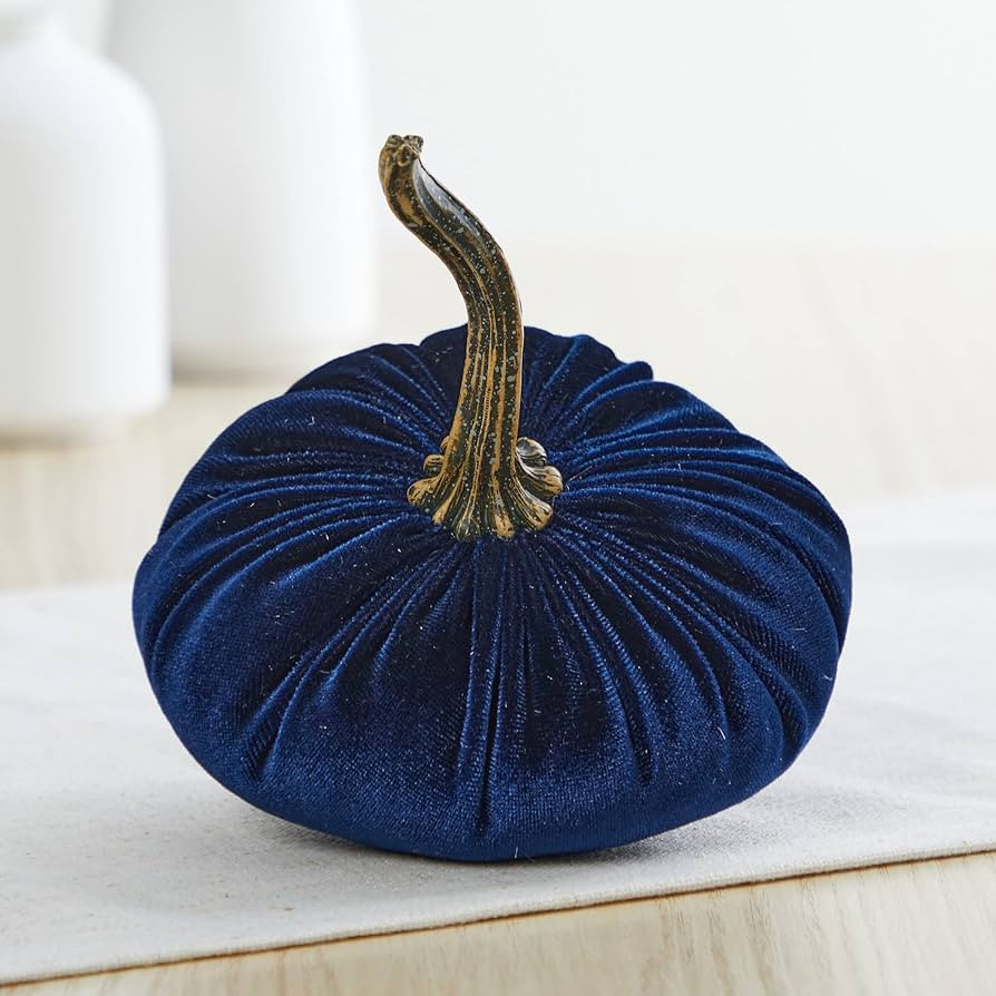 Navy Small Velvet Pumpkin Decor, Celestial Decor Wedding Centerpieces for Table, Color of the Yea... | Amazon (US)