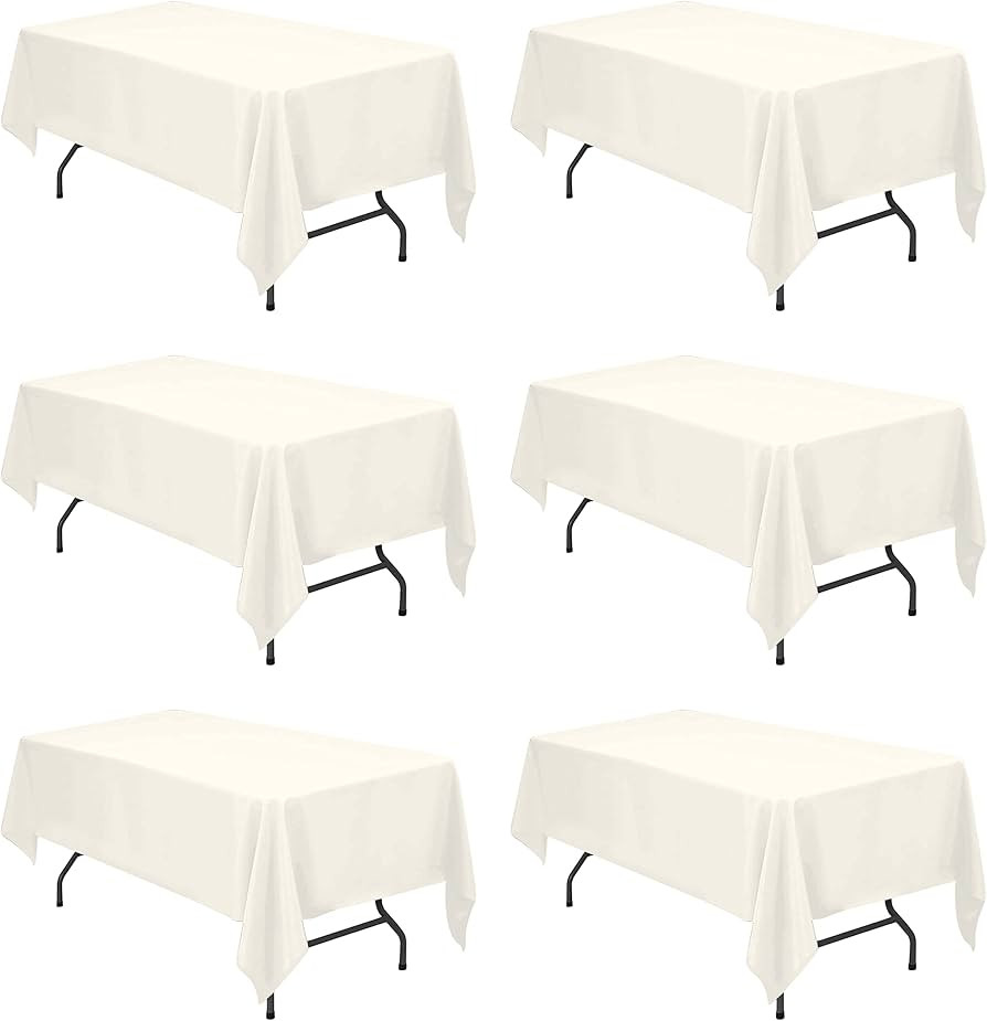 BRILLMAX 6 Pack Ivory Tablecloths for 6 Foot Rectangle Tables 60 x 102 Inch - 6ft Rectangular Bul... | Amazon (US)