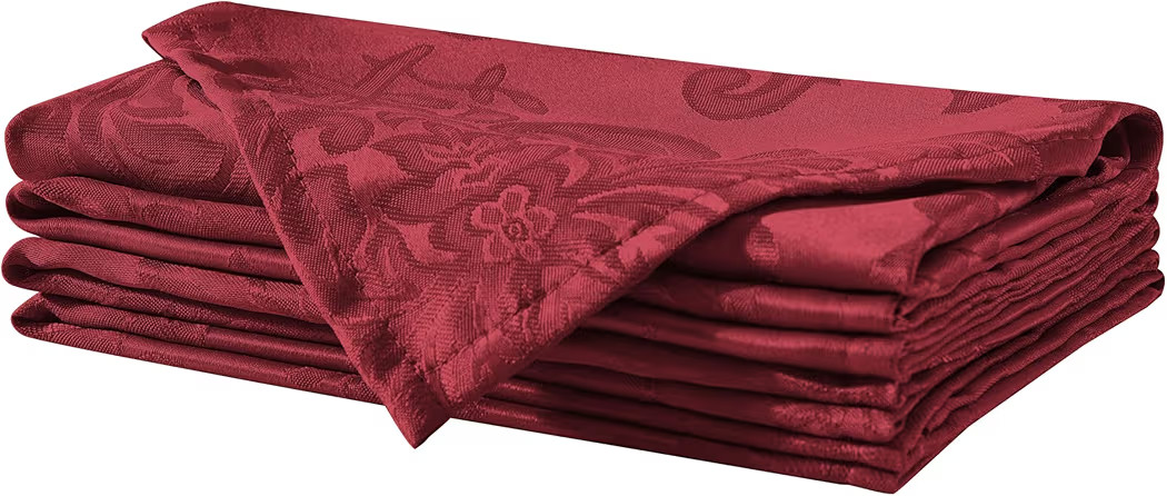 Newbridge Christmas Barcelona Damask Fabric Napkins, Set of 4, Burgundy – No Iron, Soil Resista... | Amazon (US)