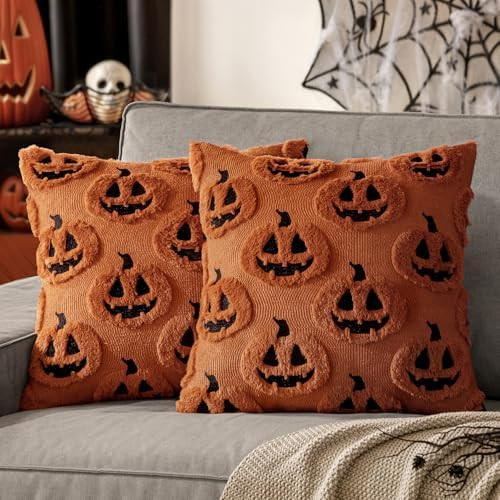 MIULEE Halloween Fall Thanksgiving Pumpkin Throw Pillow Covers 18x18 Rust | Amazon (US)