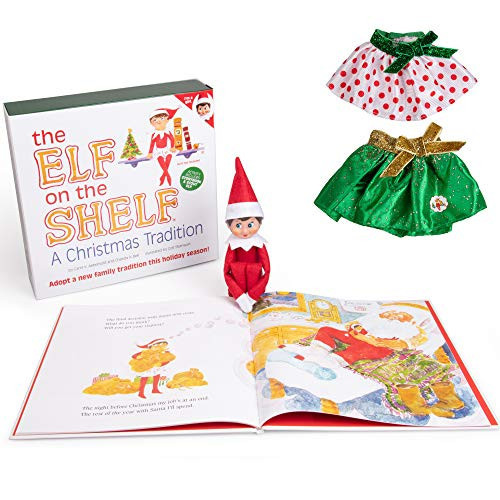 Elf On The Shelf Girl with with Party Skirts Set - Blue Eyed Female Elf Doll with Book and Twin Festive Snowflake Skirts - Customize Your Elf with Unique Holiday Outfit - Elf Figure Clothing Pack | Amazon (US)