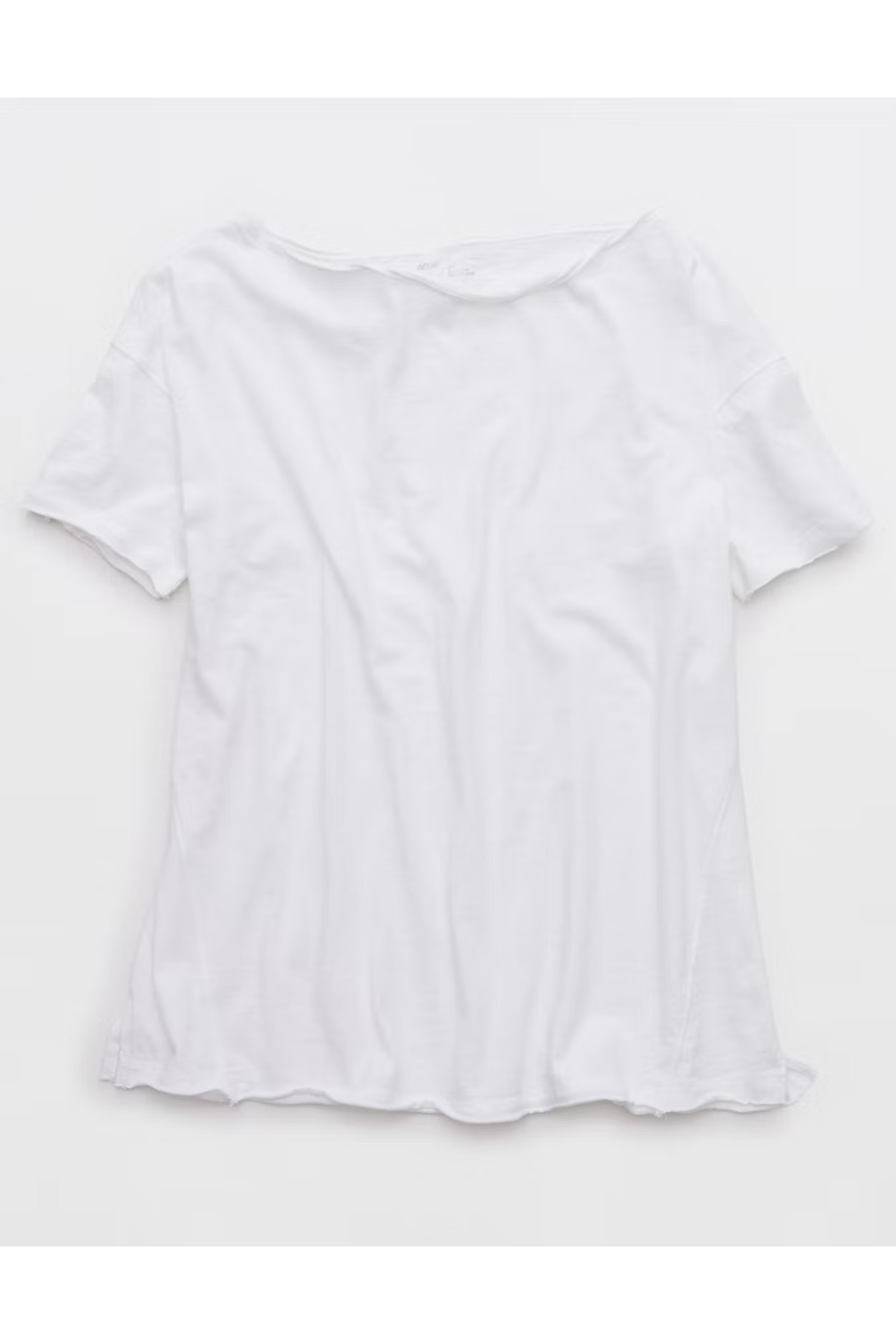 Aerie Off The Shoulder Oversized Boyfriend T-Shirt Women's White L | Aerie