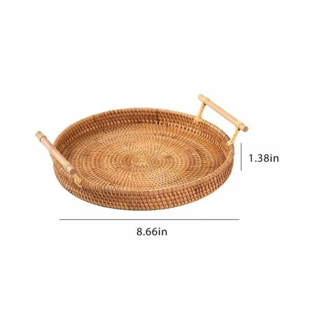 Clearance!Rattan Woven Tray Binaural Portable Picnic Basket Storage Basket A1 | Walmart (US)