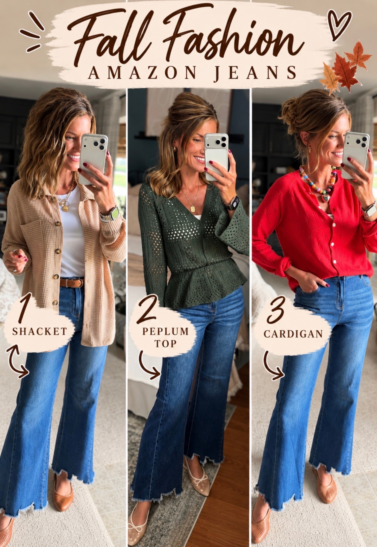 The Amazon jeans that look good with a variety of tops. 
Tops/ small
Jeans/ 6
