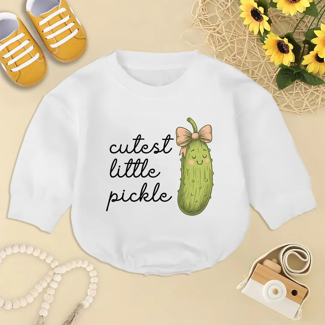 Cutest Little Pickle Baby Romper, Pickle Bow Baby Bodysuit, Funny Food Baby Romper, Pickle Lover ... | Etsy (US)