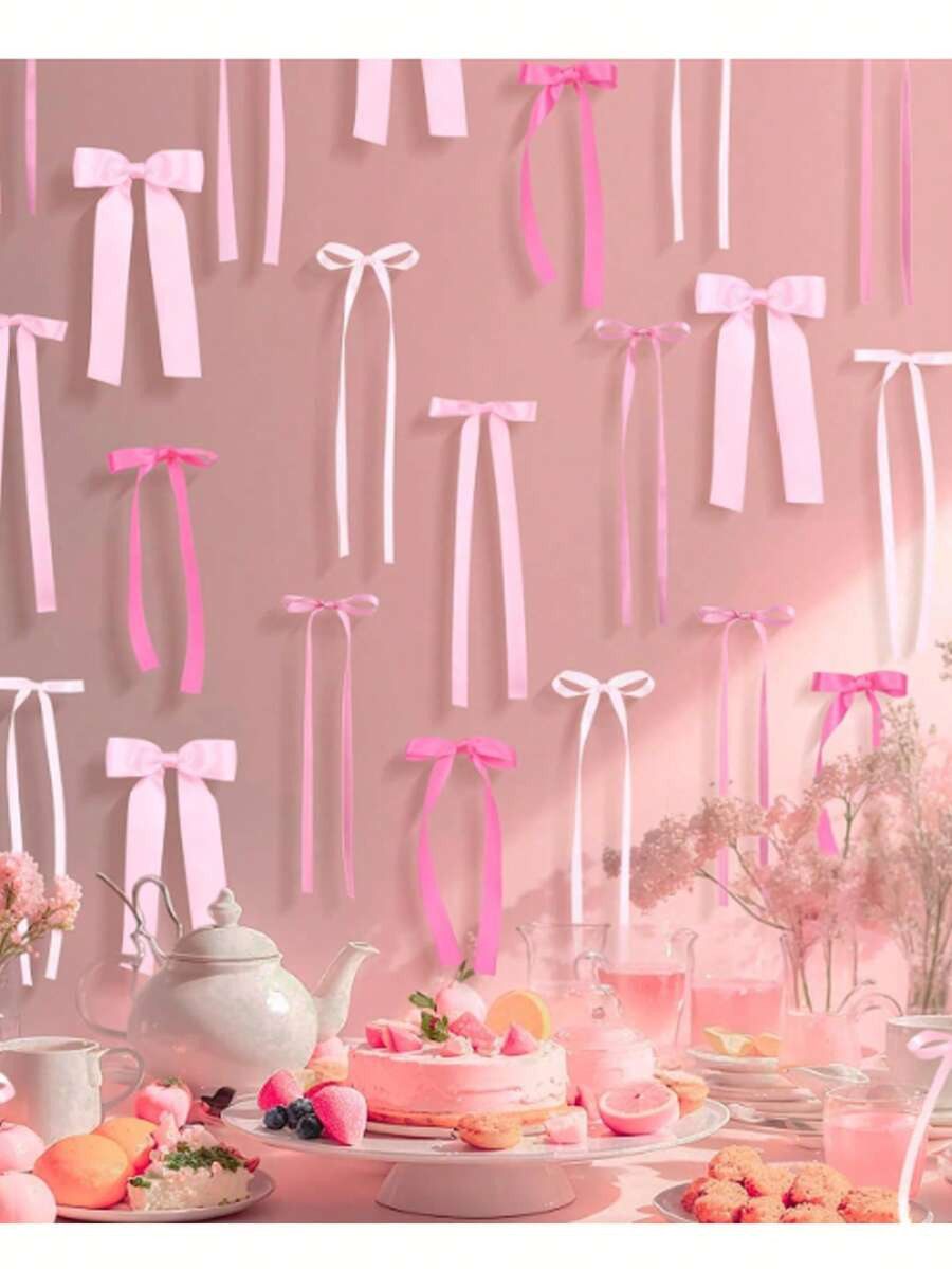 12/24pcs Pink Bow Wall Decor, Bow Garland, Suitable For Birthday, Bridal Shower, Gender Reveal Pa... | SHEIN