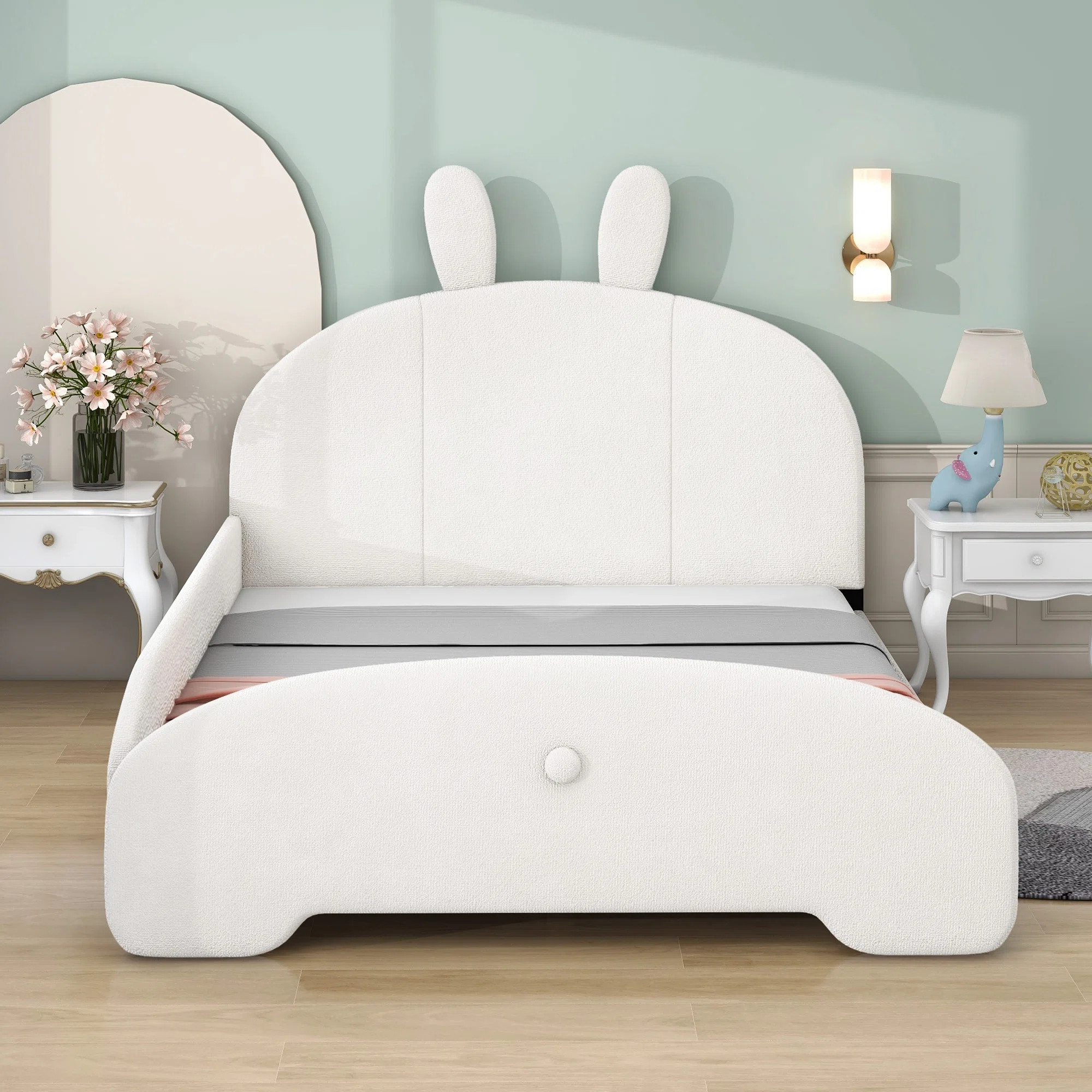 Hivay Full Size Upholstered Platform Bed with Cartoon Ears Shaped Headboard | Wayfair North America