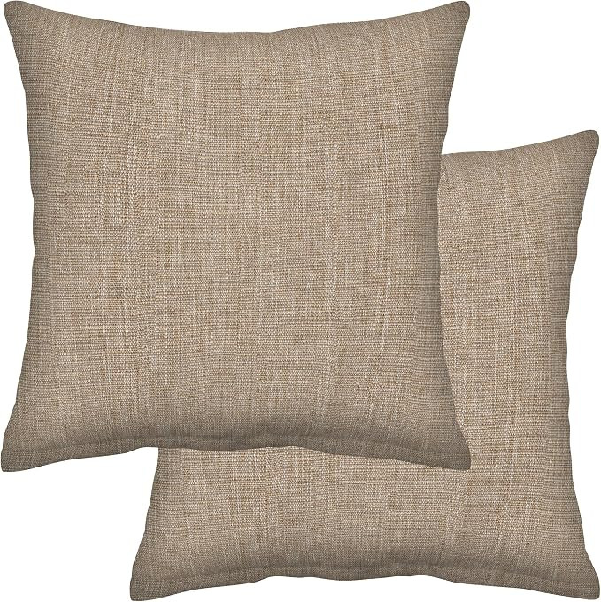 Honeycomb Outdoor Square Toss Pillow Set, 17" W x 17" L, Textured Solid Birch Tan Outdoor Pillows | Amazon (US)
