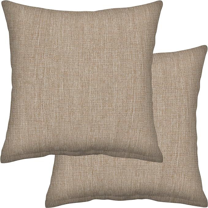 Honeycomb Outdoor Square Toss Pillow Set, 17" W x 17" L, Textured Solid Birch Tan Outdoor Pillows | Amazon (US)