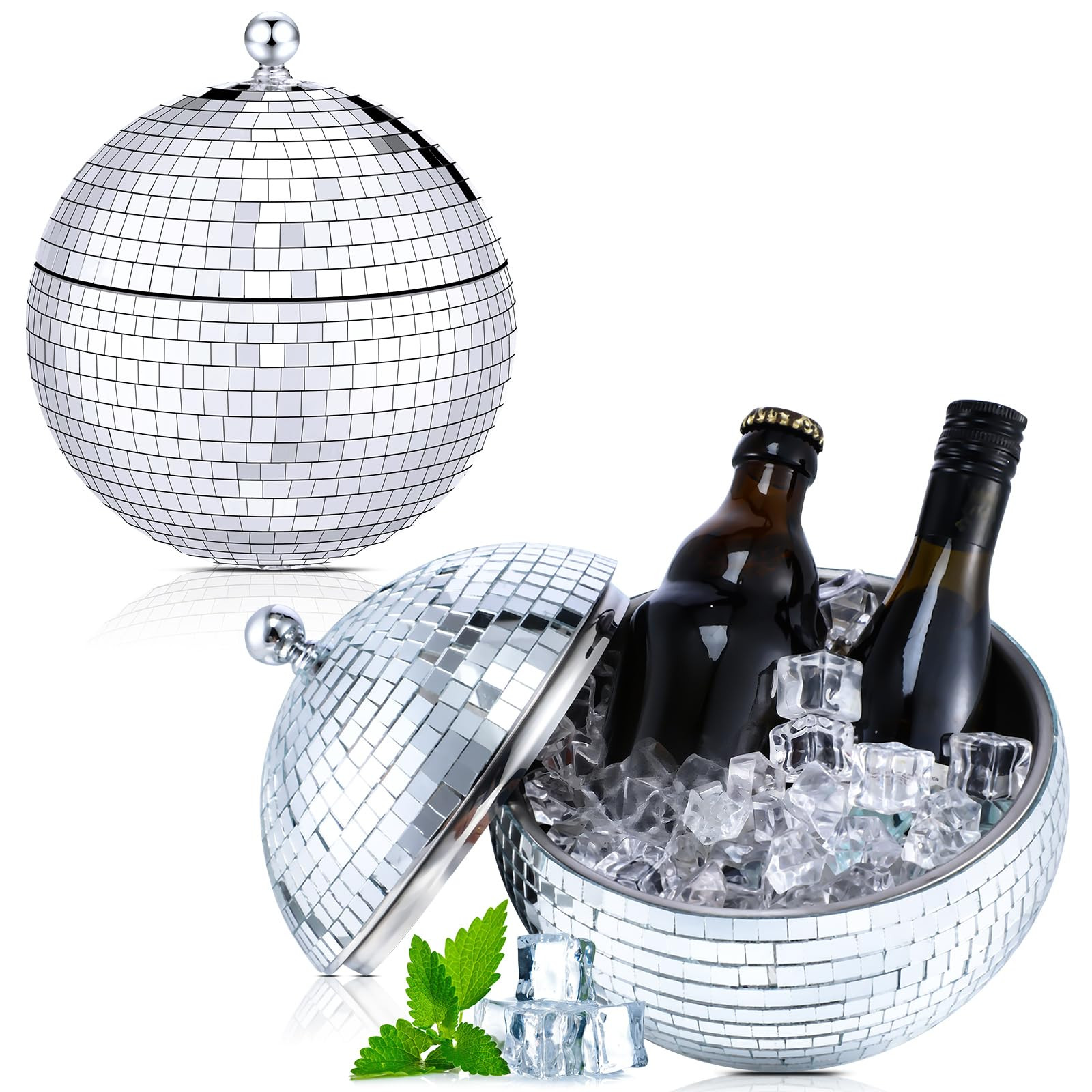 Hoolerry 2l Disco Ball Ice Bucket for New Years Eve Christmas Retro 70s Cocktail Barware Mirror S... | Amazon (US)