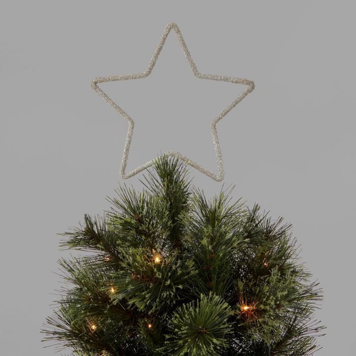 13in Unlit Metal Beaded Glitter Star Tree Topper Silver - Wondershop™ | Target
