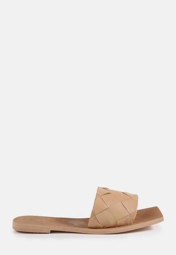Nude Faux Leather Woven Sandals | Missguided (US & CA)