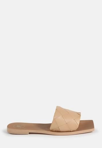 Nude Faux Leather Woven Sandals | Missguided (US & CA)