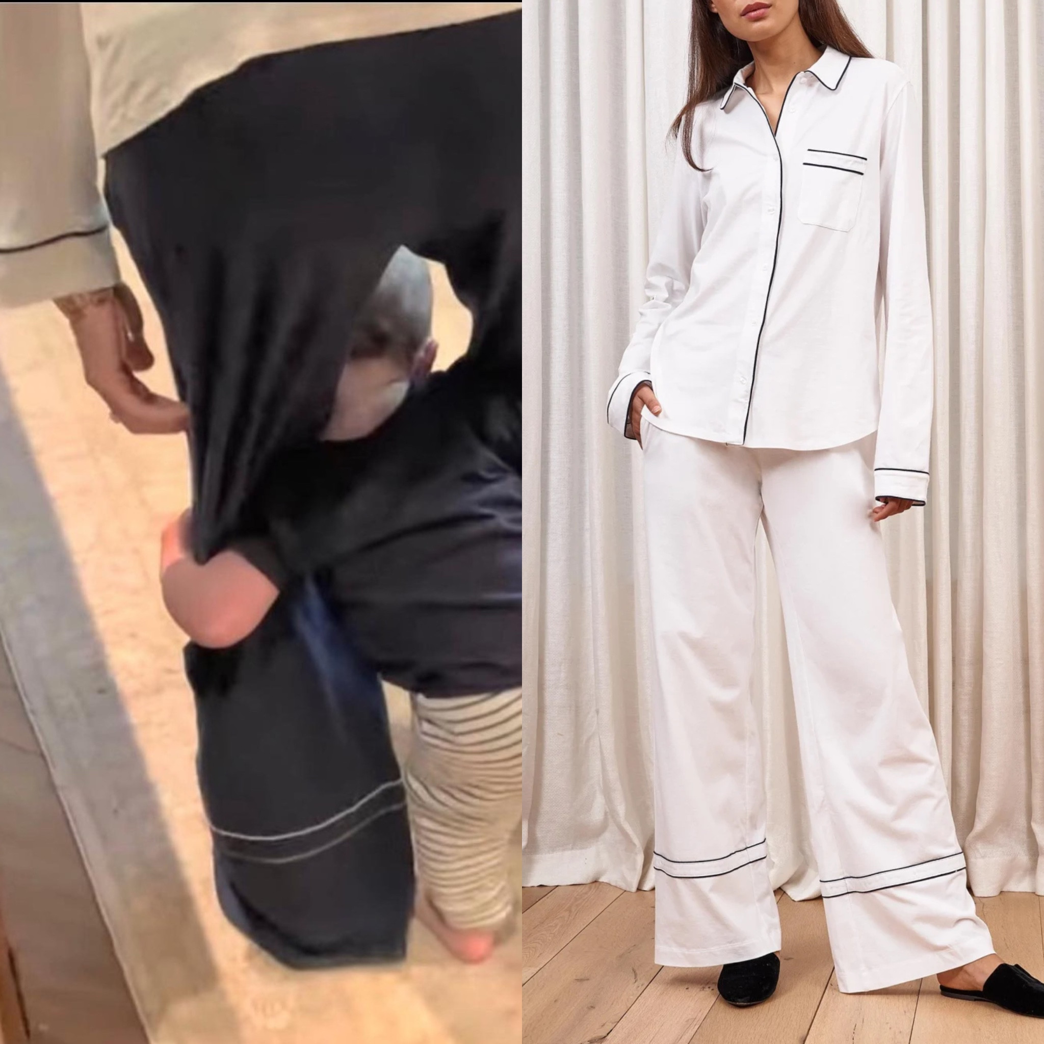 Meghan’s La Ligne pajamas in navy and white 

#LTKstyletip