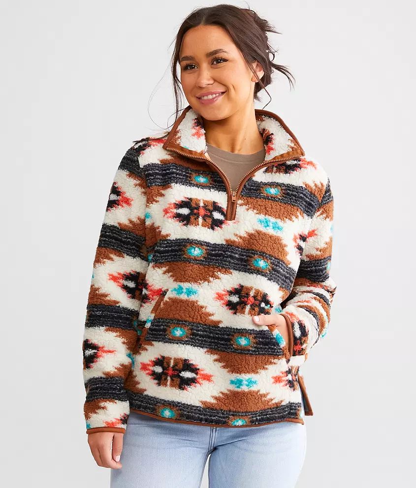 Retro Punchy Sherpa Pullover | Buckle