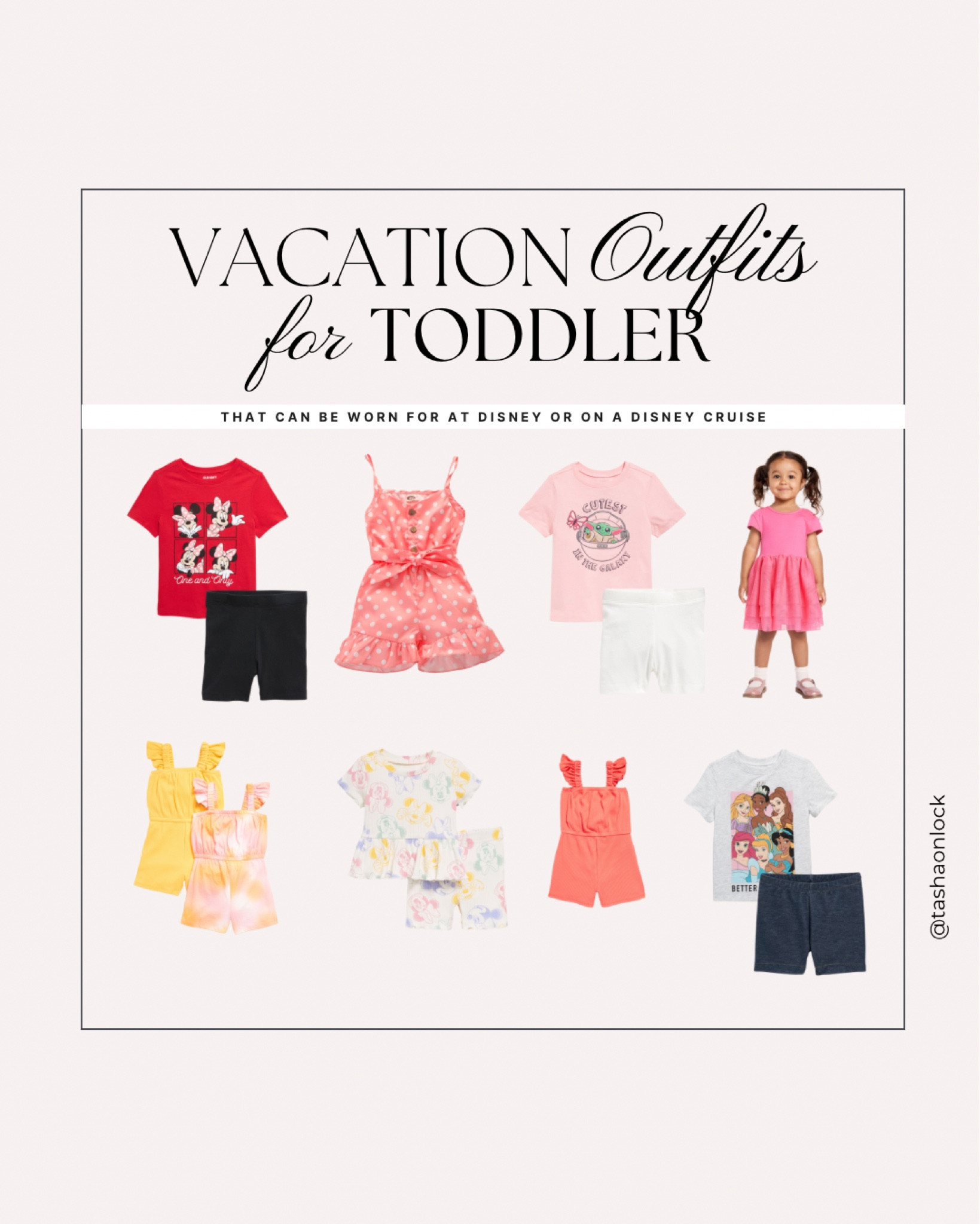 Disney outfits for an active day on vacation and outfits for dinner time for toddler girl.

#LTKKids #LTKBaby #LTKFindsUnder50
