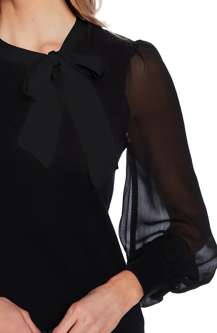 Sweet Tie Mix Media Cotton Blend Sweater | Nordstrom