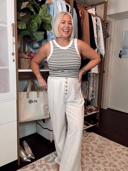 It’s Friday Favorites! You’ll love this comfy Eby bra. This striped tank paired with the Amazon linen pants is perfect for summer. The striped Amazon dress is so cute! The Spanx vest dress is the ultimate LBD. Code WANDAXSPANX for the dress and wandafs15 for the bra!

Midsize, almost 50, casual mom

#LTKfindsunder50 #LTKover40 #LTKmidsize