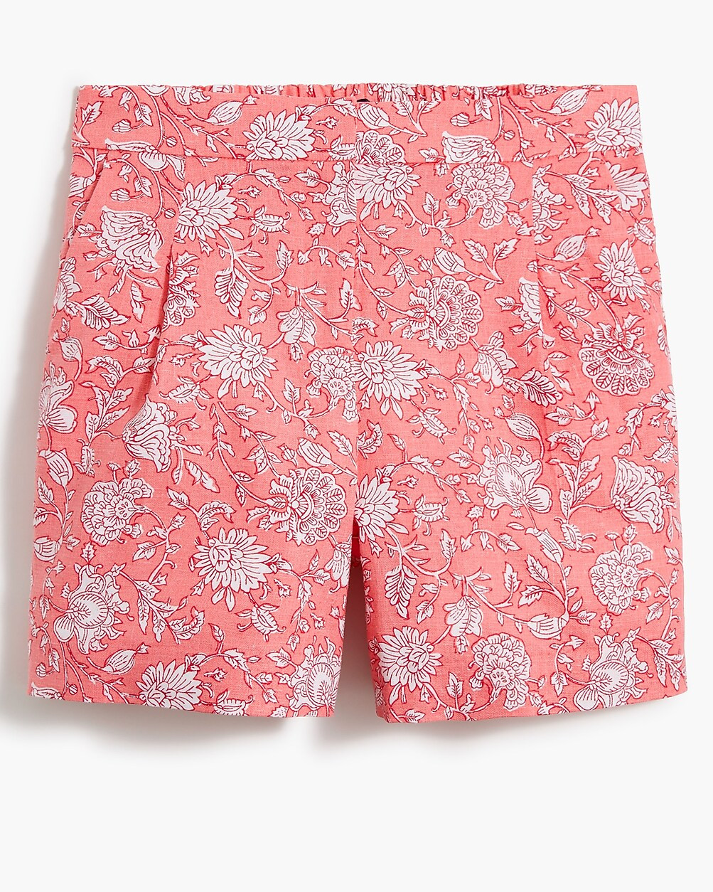 Printed elastic-back linen-blend pleated short | J.Crew Factory