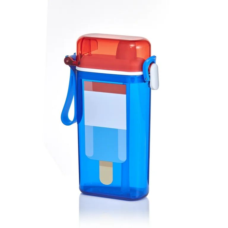 Mainstays 14oz Plastic Water Bottle with Flip Top Lid and Sipper Straw, Blue and Red Rocket Popsi... | Walmart (US)