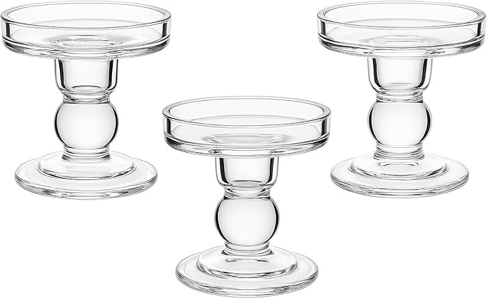 Glass Candle Holders for Pillar Candle, Unity Candle Holder Set of 3 for Wedding Ceremony Set, Ca... | Amazon (US)