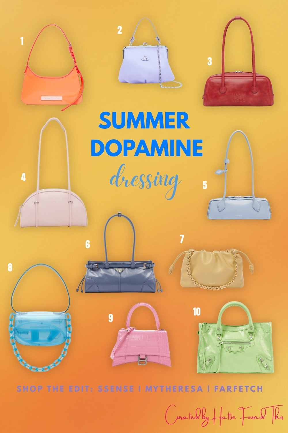 Dopamine dressing starts with the bag 🧡💜🩵 10 colorful luxury bags that will instantly upgrade any summer outfit. From Prada to Balenciaga to Vivienne Westwood

dopamine dressing colorful bags summer bags 2025 luxury bags designer bag edit color pop outfit prada bag balenciaga bag summer fashion maximalist fashion designer handbags