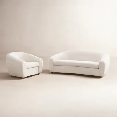 Benno 2pc Boucle Sofa (S/CH) Collection, Ivory | Wayfair North America