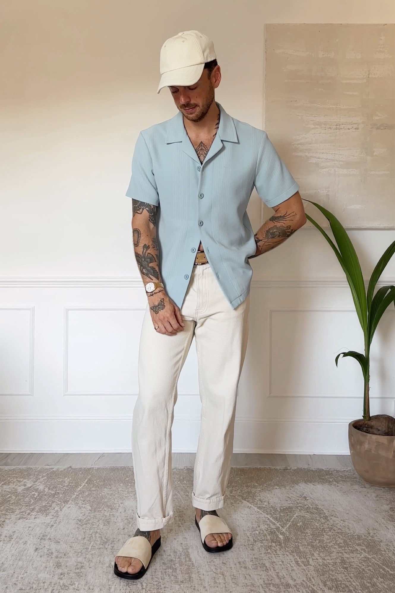 Casual fit, summer style, men’s daily inspo, cream jeans, baseball cap, cuban collar shirt, gold accessories

#LTKstyletip #LTKmens #LTKFind