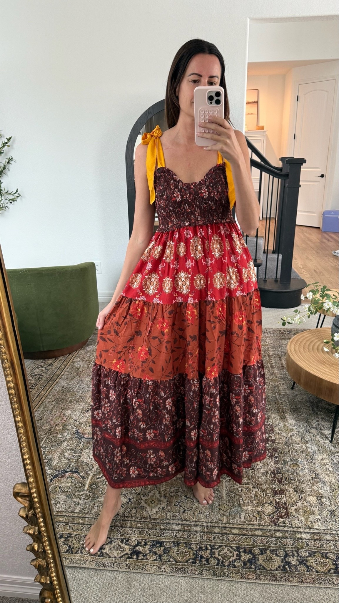 This dress is screaming free people, but it’s actually from Amazon and it has the prettiest fall colors!! 
￼