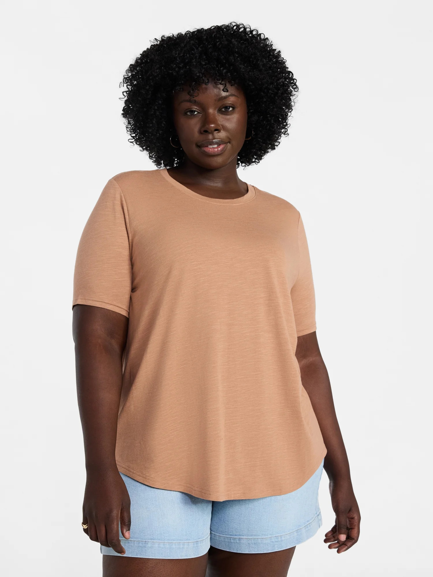 Terra & Sky Women's Plus Size Crewneck Tee with Short Sleeves, Sizes 0X-5X | Walmart (US)