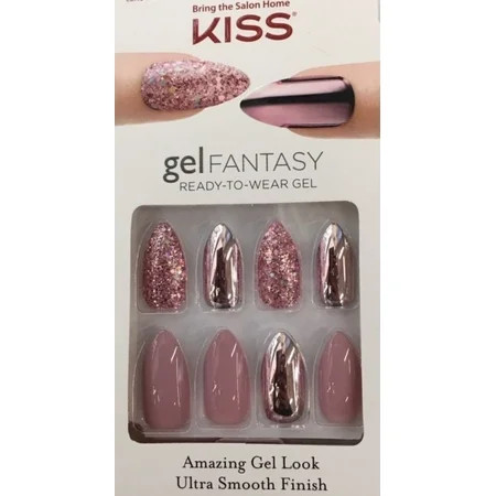 KISS Gel Fantasy Ready-To-Wear Gel Artificial Nail Kit, KGN08 Fau Real, 24 Nails | Walmart (US)