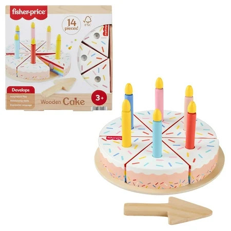 Fisher-Price Wooden Cake, Pretend Food Decorating Set for Preschool Kids, 14 Wood Pieces | Walmart (US)