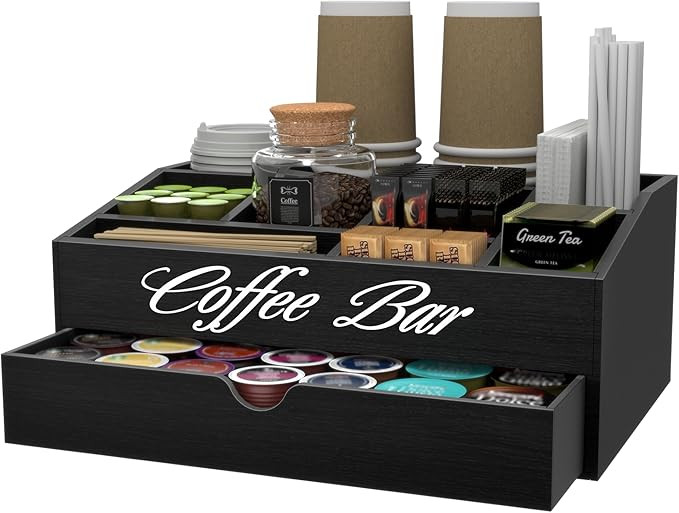 Coffee Bar Station Organizer,Extra Large Wooden Countertop Pods Holder with Drawer,Storage for Co... | Amazon (US)