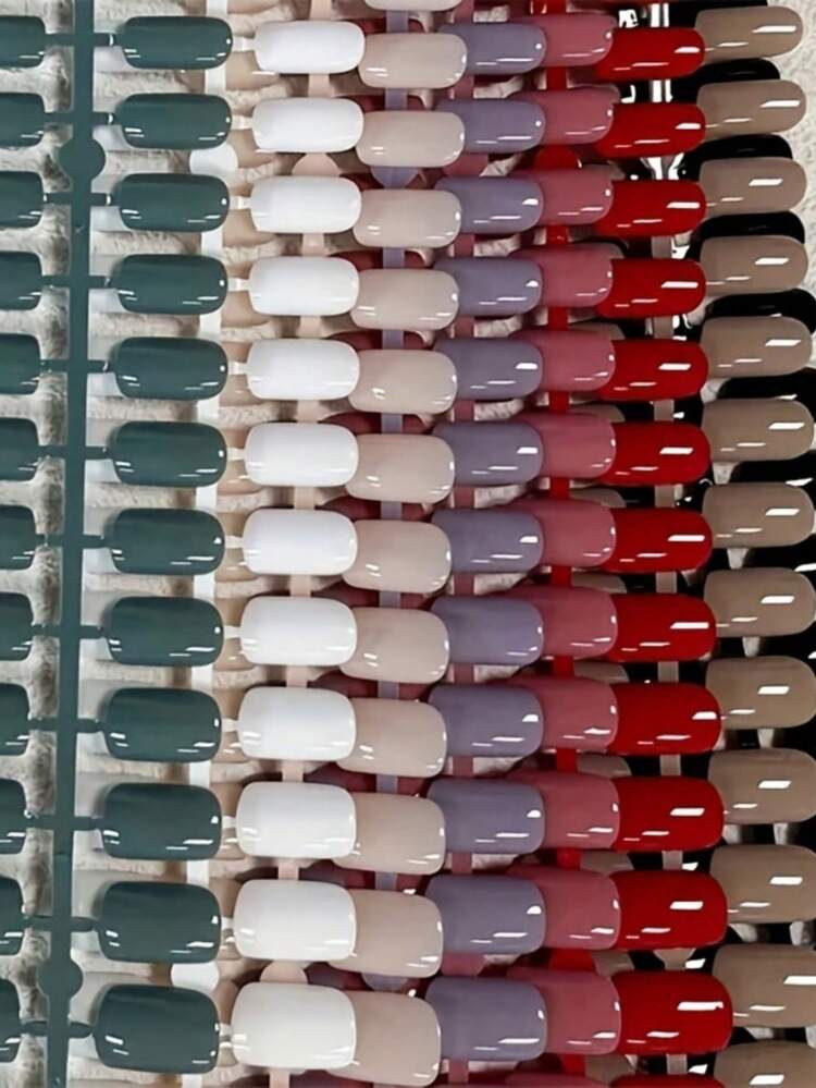 120Pcs Square Short Press-On Nails, Mixed Colors, Glossy Finish, Removable False Nails Suitable For Holidays, Parties, Everyday Wear, Press-On, Hang Out With Friends Nail Supplies Nails | SHEIN