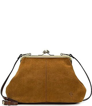 Patricia Nash Sofia Kiss Lock Frame Suede Clutch Satchel Bag - Cognac | Dillard's