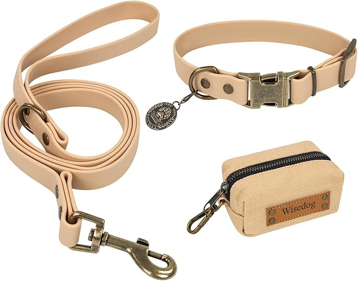 Wisedog Waterproof Dog Collar and Leash Set, Adjustable Puppy Collar with Cute Tag 5FT Dog Leash ... | Amazon (US)