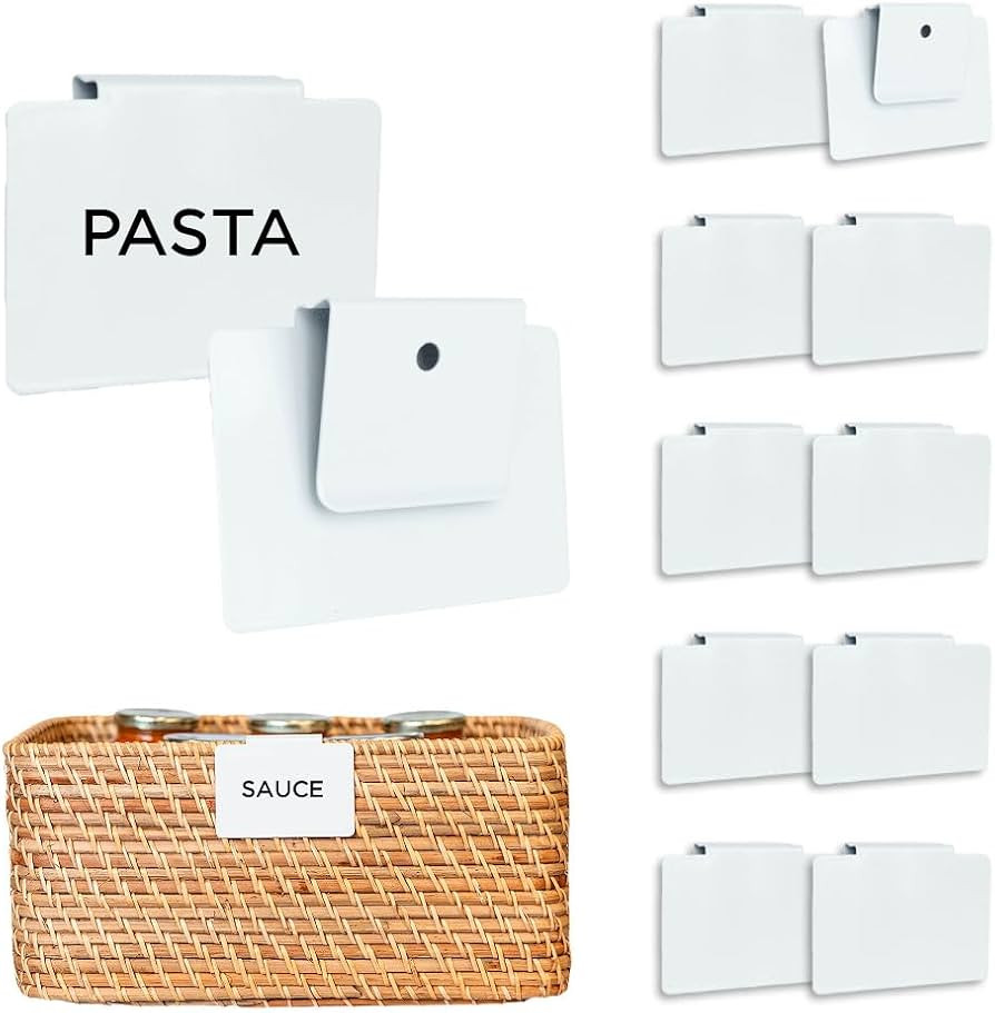 Storage Bin Label Holders Clip-On \u2013 10 Pack Metal Basket Labels for Pantry, Baskets, Shelves... | Amazon (US)