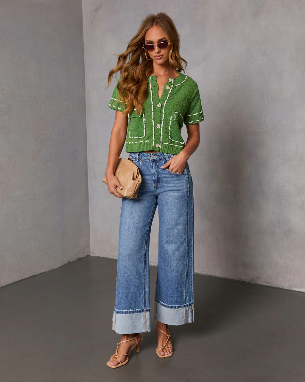 Quiet Start Contrast Stitch Cardigan | VICI