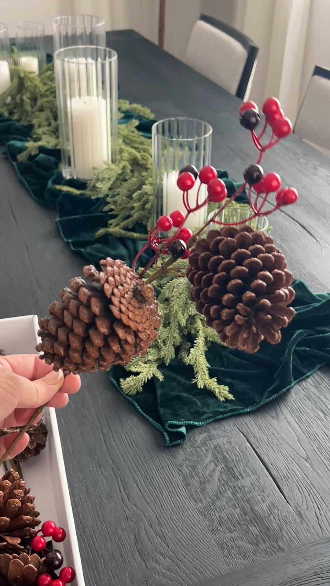 Best pine cone and berry stem perfect for tablescape styling! Comes with two stems with berries and pinecones, and two stems just pinecones, no berries. Highly recommend this for holiday tablescapes! 

#LTKHoliday #LTKHome #LTKSeasonal