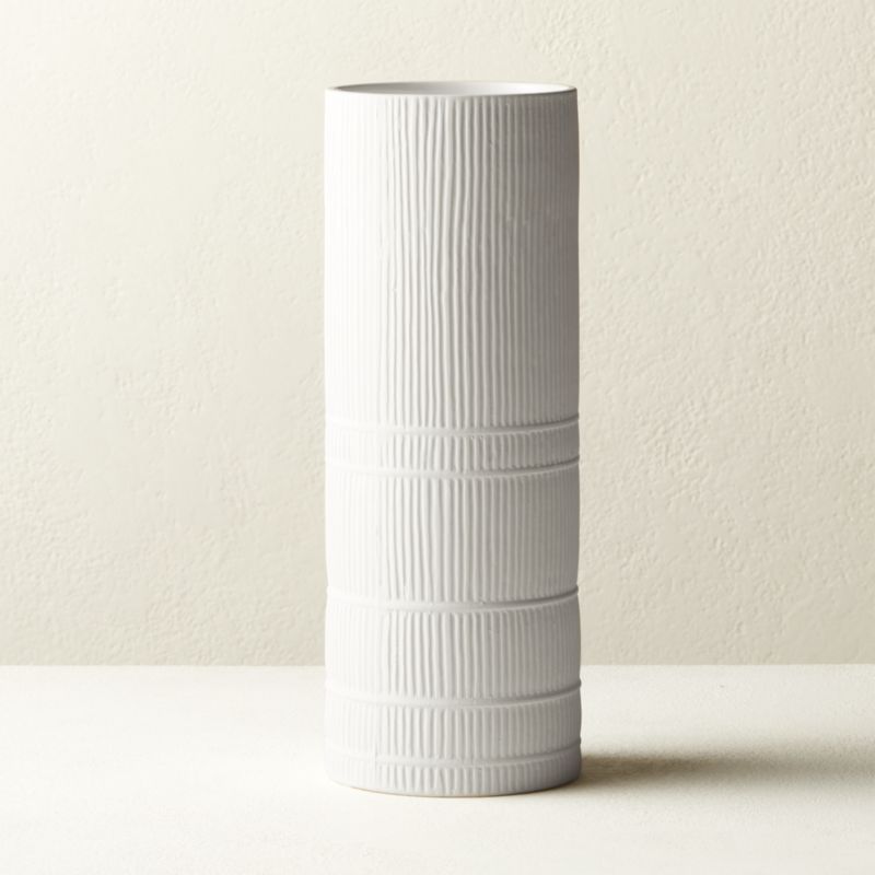 Cinch White Cylinder Vase | CB2 | CB2