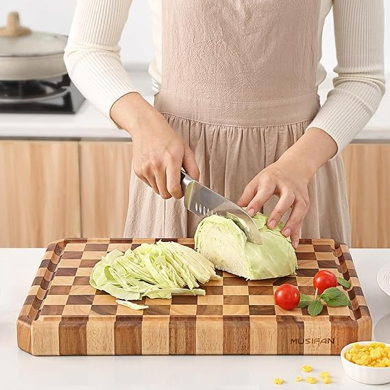 Acacia Wood Cutting Boards for Kitchen-Large Wooden Cutting Boards for Chopping Meat, Cheese, Fru... | Amazon (US)