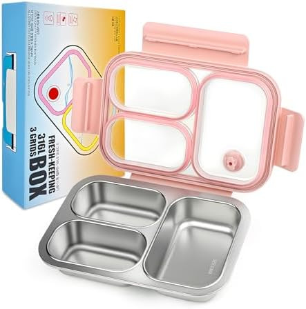 Premium 25oz SUS316L Stainless Steel Lunch Box Bento Box - Reusable Metal Snack Containers with L... | Amazon (US)