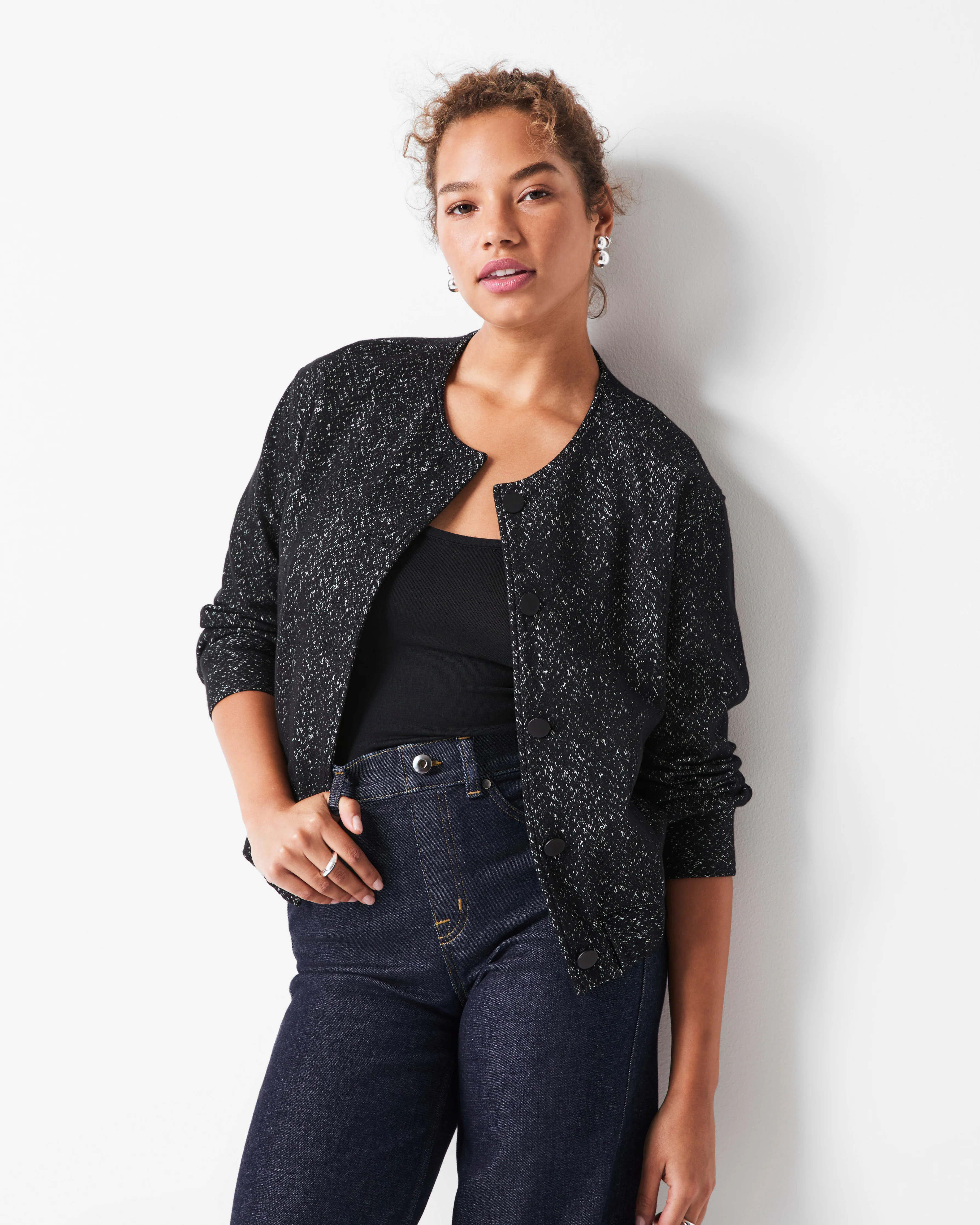 SPANX® Ponte Bomber Jacket, Herringbone | Spanx