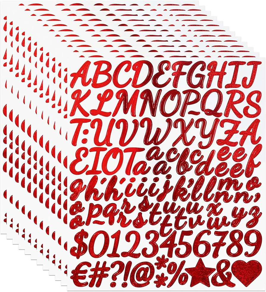 1248 Pieces Glitter Letter Number Stickers, 1 Inch Sparkle Alphabet Symbol Sticker for Scrapbook,... | Amazon (US)