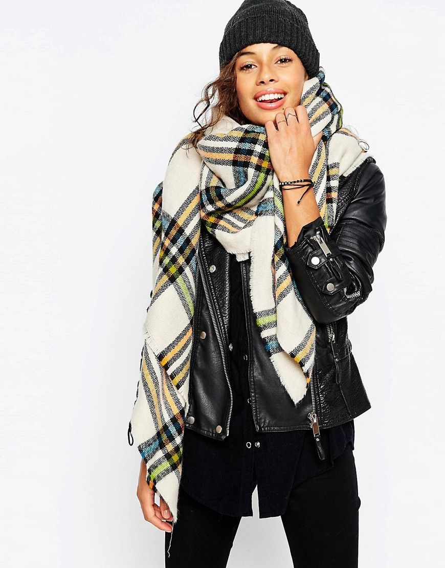 ASOS Oversized Square Scarf With Multi Bold Check | ASOS US