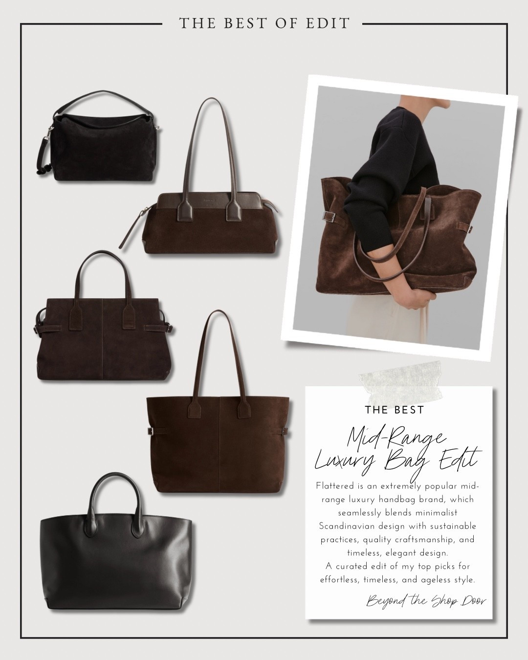 The Best Mid-Range Luxury Bag Edit.

Flattered is an extremely popular mid-range luxury handbag brand, which seamlessly blends minimalist Scandinavian design with sustainable practices, quality craftsmanship, and timeless, elegant design.

A curated edit of my top picks for effortless, timeless, and ageless style.


#LTKStyleTip #LTKOver40 #LTKItBag