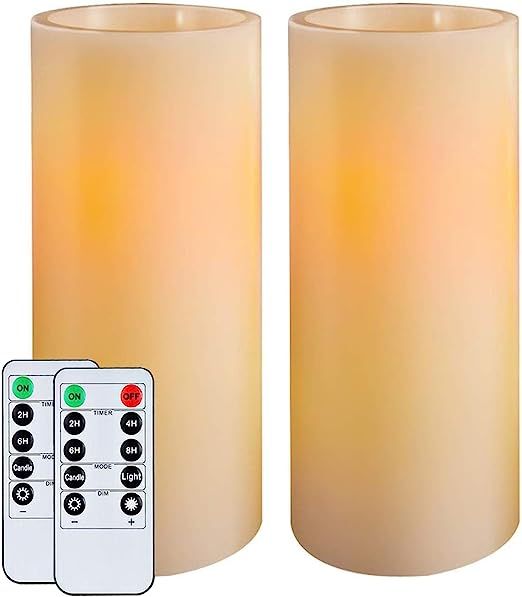 Homemory 9" Flameless Candles Battery Operated, Flickering Amber Yellow Light LED Pillar Candles ... | Amazon (US)