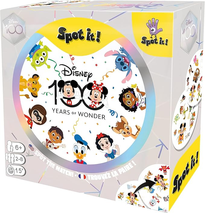 Spot It! Disney 100 Years of Wonder Card Game | Fast-Paced Symbol Matching Observation Fun Family... | Amazon (US)