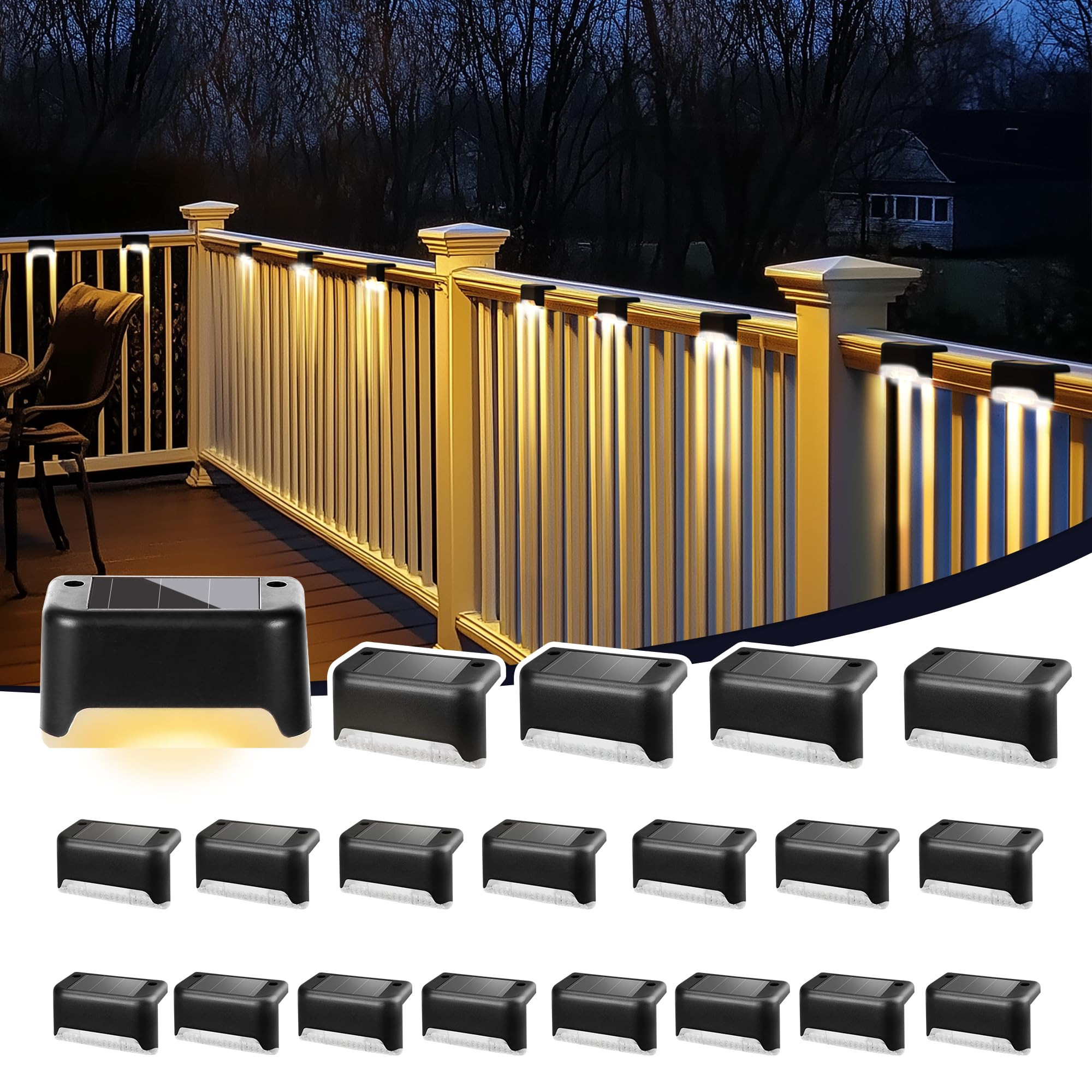 Solar Deck Lights Outdoor, Solar Step Lights Waterproof Led Lights for Outdoor Stairs, Step, Fenc... | Amazon (US)
